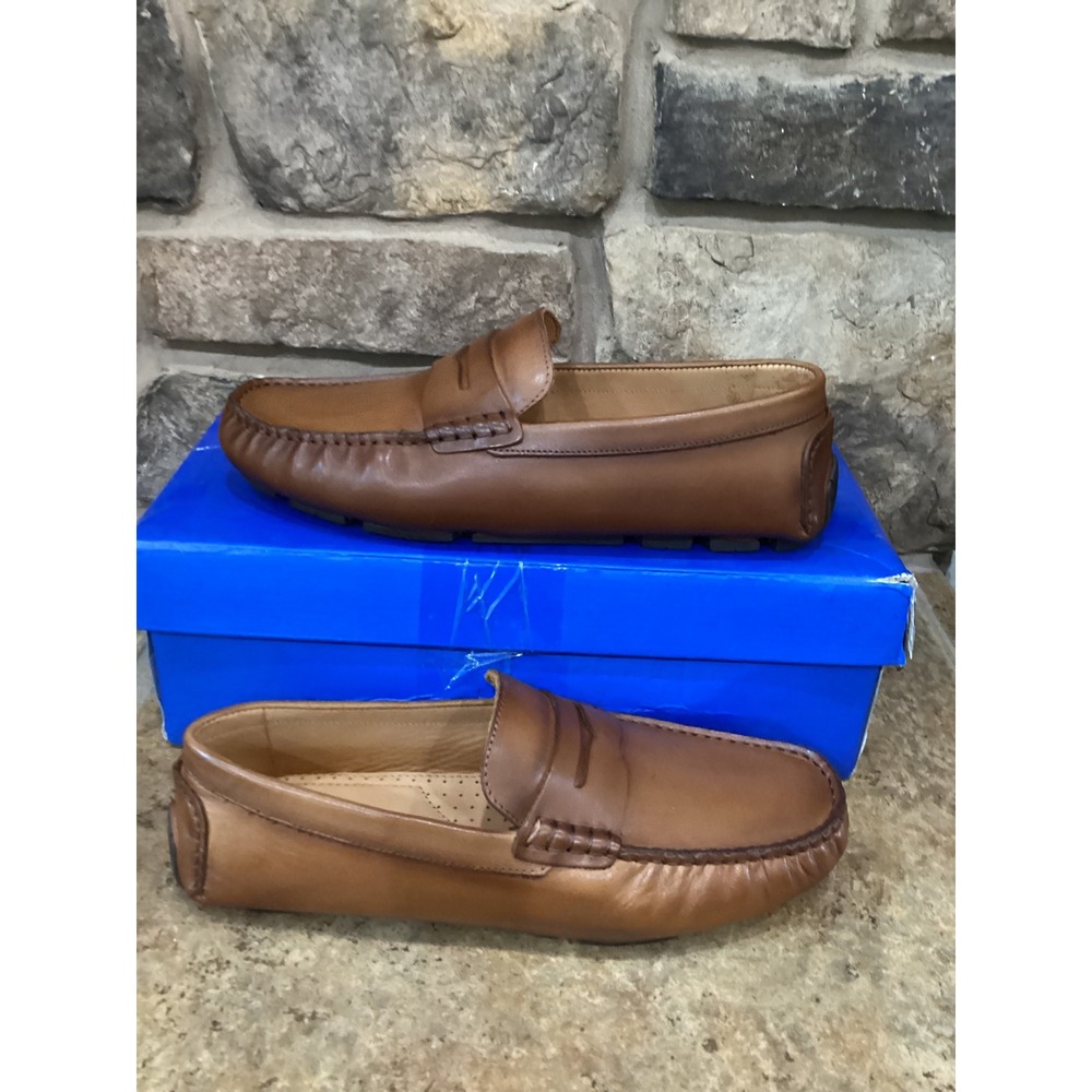 Vince Camuto Varrak‎ Mens Cognac Leather Penny Loafer Driving Shoes Size 8.5 New